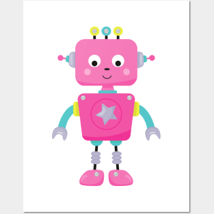 Cute Robot, Funny Robot, Silly Robot, Pink Robot Posters and Art